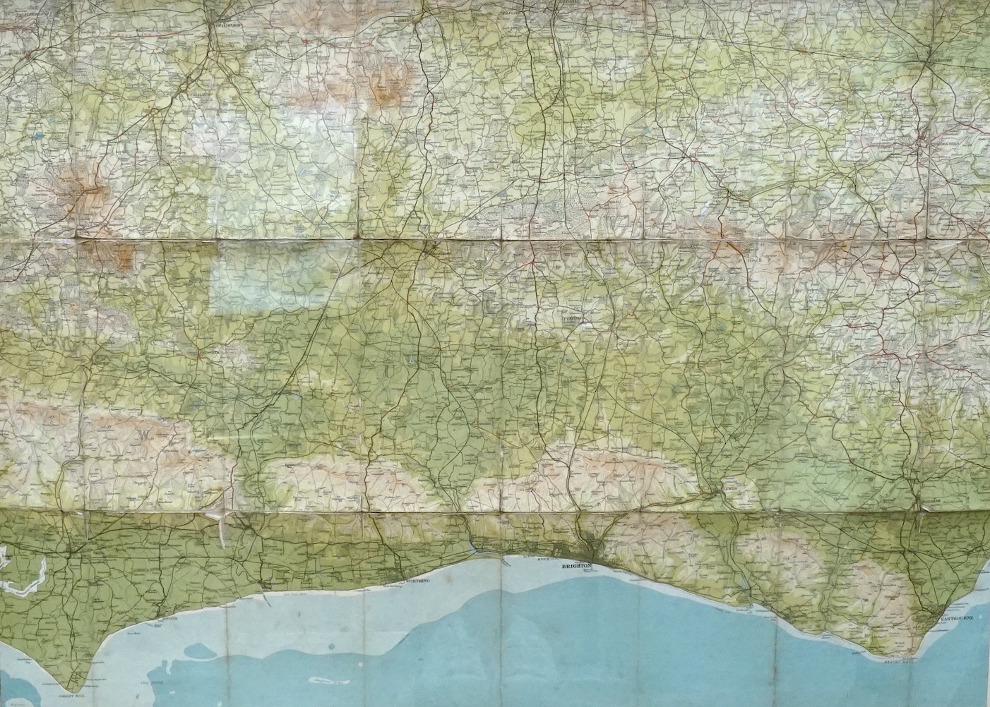 John Bartholomew's New Reduced Survey, coloured engraving, ½ inch to mile map of England and Wales - Sussex, 54 x 73cm